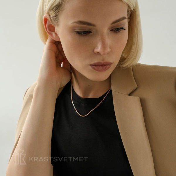 Цепь из красного золота 585, плетение «Гурмета»